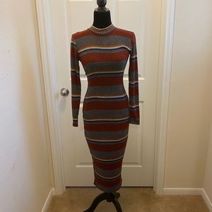 Striped Bodycon Dress with Long sleeves